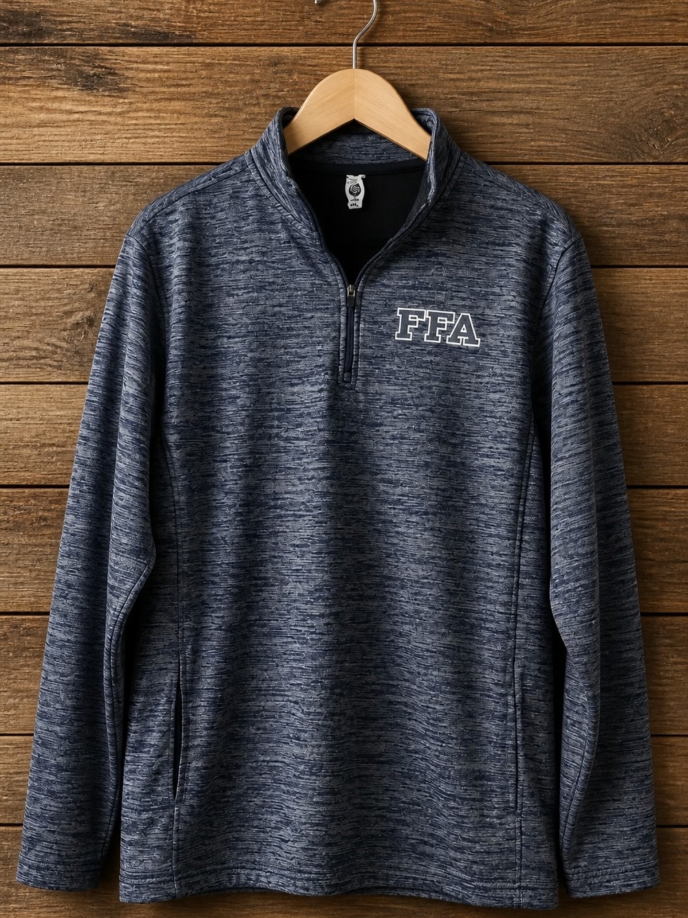 FFA Men's Large Navy Heather Quarter-Zip Performance Sweater